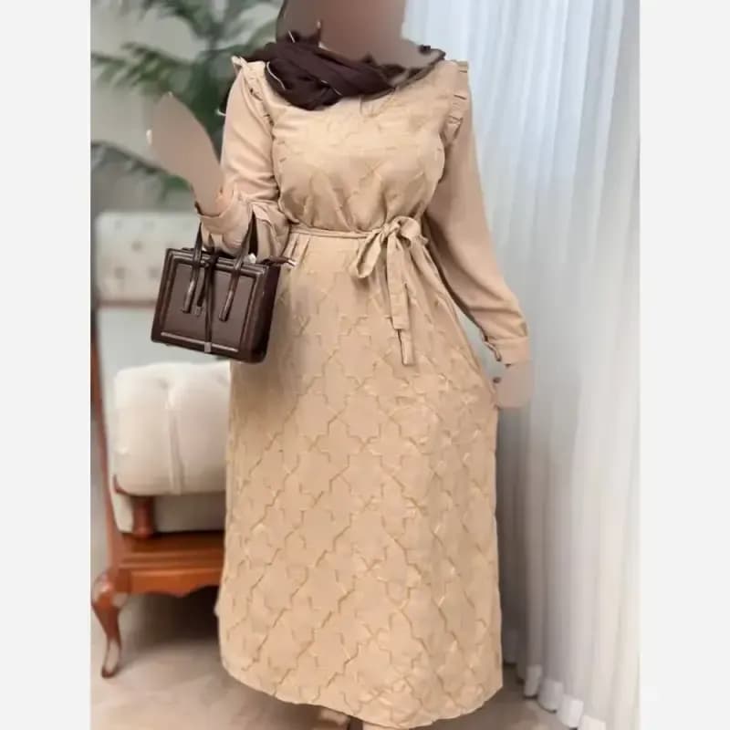 پیراهن مانتویی زنانه اسکادا طلاکوب مدل ساحل سایز بزرگ — تصویر ۵