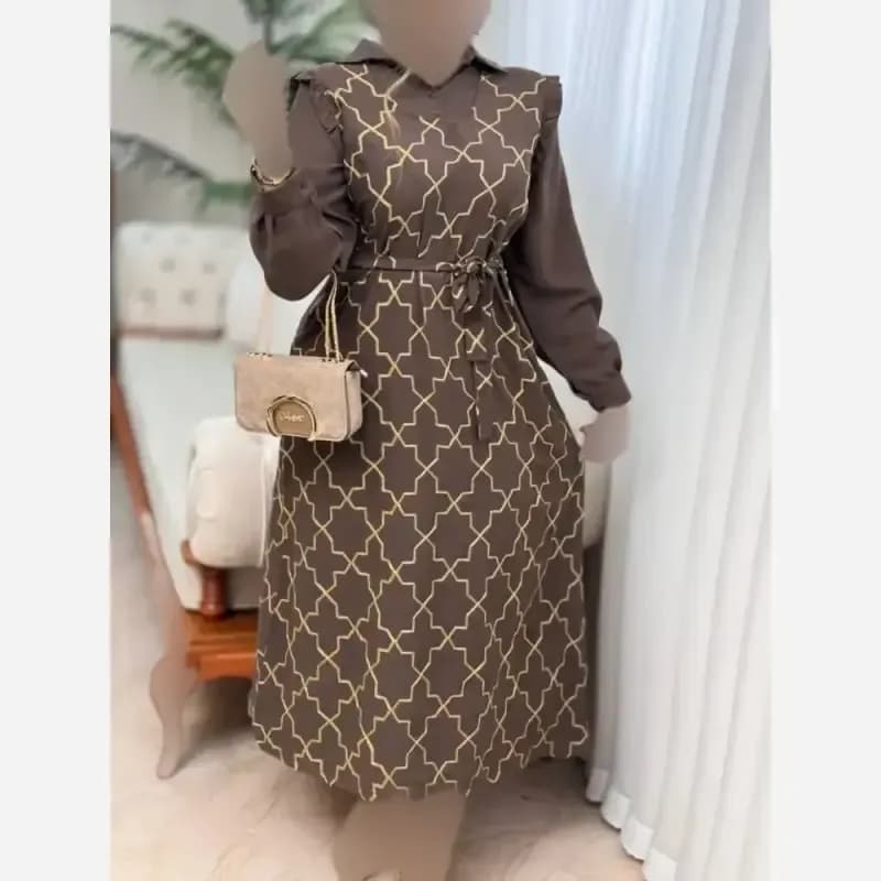 پیراهن مانتویی زنانه اسکادا طلاکوب مدل ساحل سایز بزرگ — تصویر ۷
