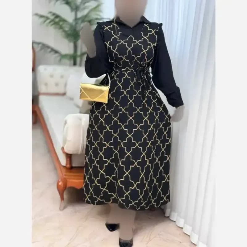 پیراهن مانتویی زنانه اسکادا طلاکوب مدل ساحل سایز بزرگ — تصویر ۶