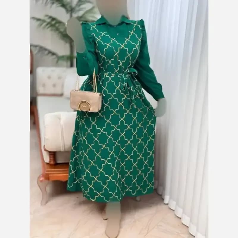پیراهن مانتویی زنانه اسکادا طلاکوب مدل ساحل سایز بزرگ — تصویر ۴