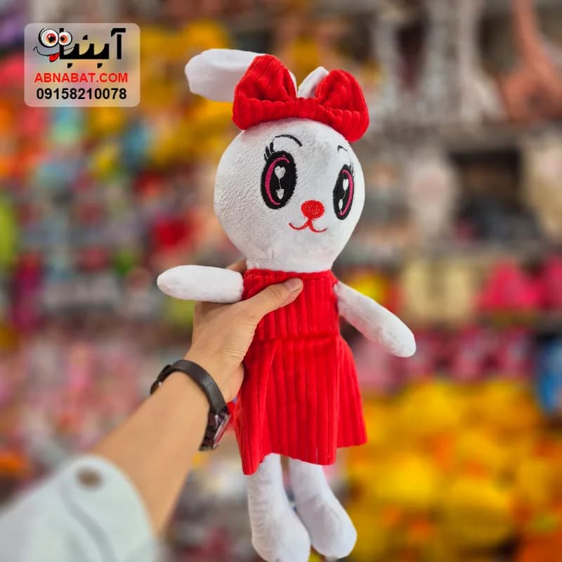 عروسک خرگوش لباس کبریتی سفید 45 سانتی کد 1461 — تصویر ۳