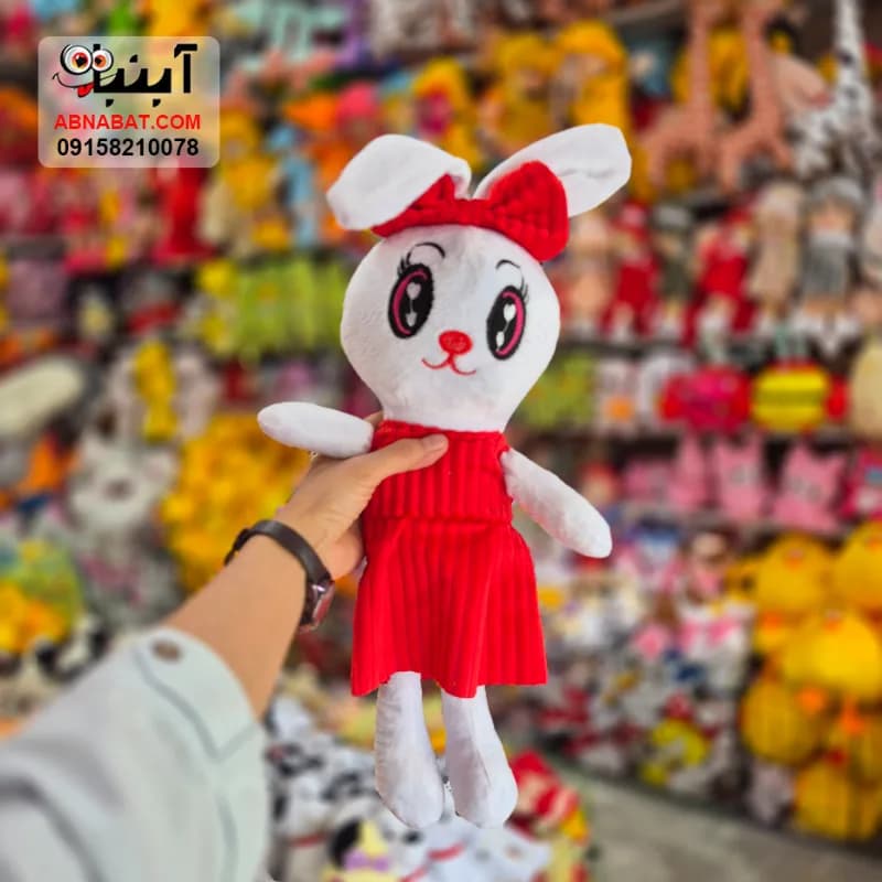 عروسک خرگوش لباس کبریتی سفید 45 سانتی کد 1461 — تصویر ۲