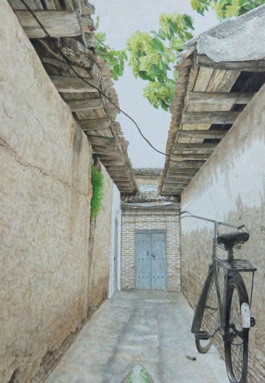 تابلو نقاشی کوچه قدیمی کد 101044