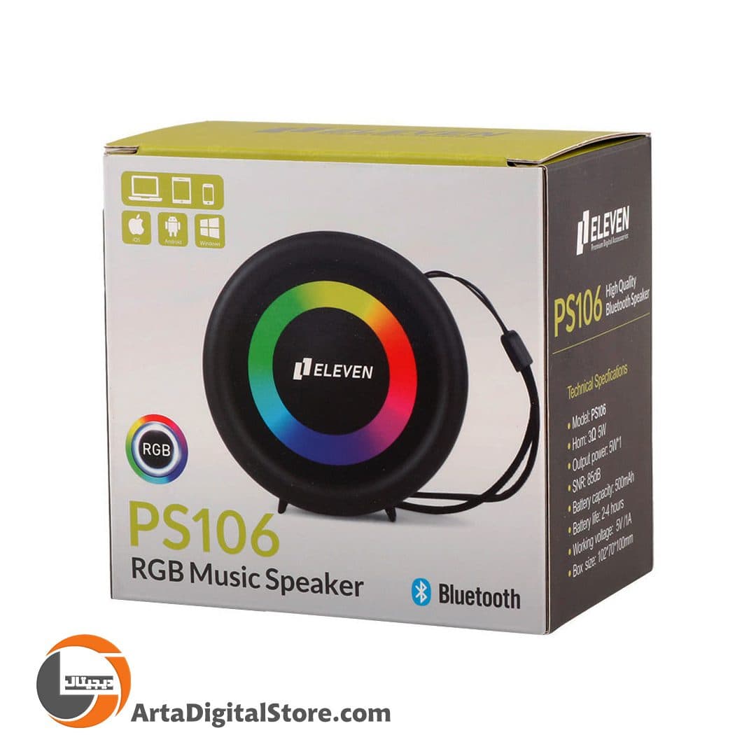 اسپیکر بلوتوثی Eleven PS106 Black — تصویر ۴