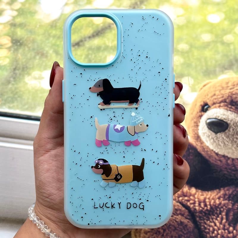 قاب گوشی iPhone 15 آیفون Pastel Case دولایه سیلیکونی عروسکی ضد ضربه فانتزی طرح سگ آبی کد 976014