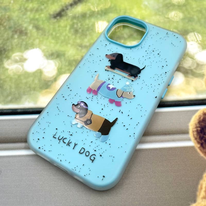 قاب گوشی iPhone 15 آیفون Pastel Case دولایه سیلیکونی عروسکی ضد ضربه فانتزی طرح سگ آبی کد 976014 — تصویر ۲