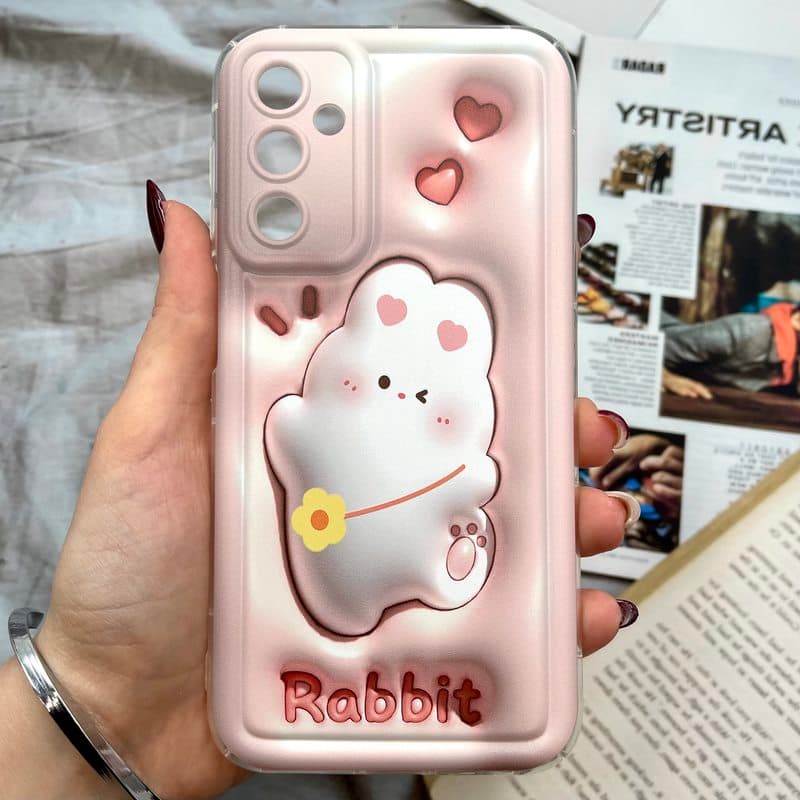 قاب گوشی Galaxy A24 سامسونگ Mellow Case سیلیکونی ضد ضربه ایربگ دار عروسکی فانتزی محافظ لنز دار طرح خرگوش کد 670349
