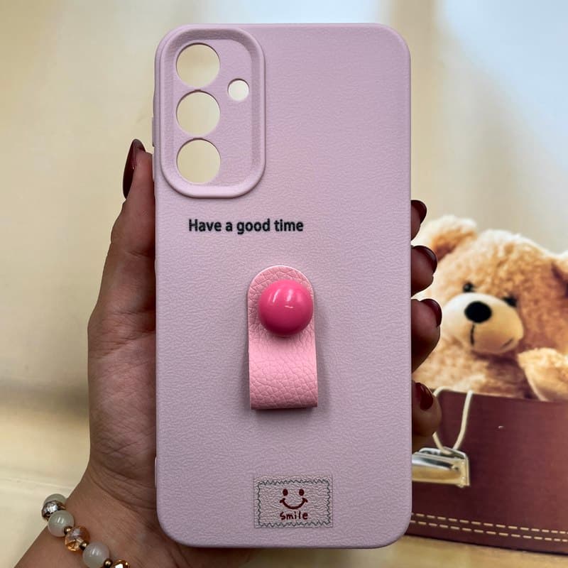 قاب گوشی Galaxy A15 سامسونگ Finger Hold سیلیکونی فینگر بند هولدری عروسکی برجسته محافظ لنز دار طرح Smile کد 788841
