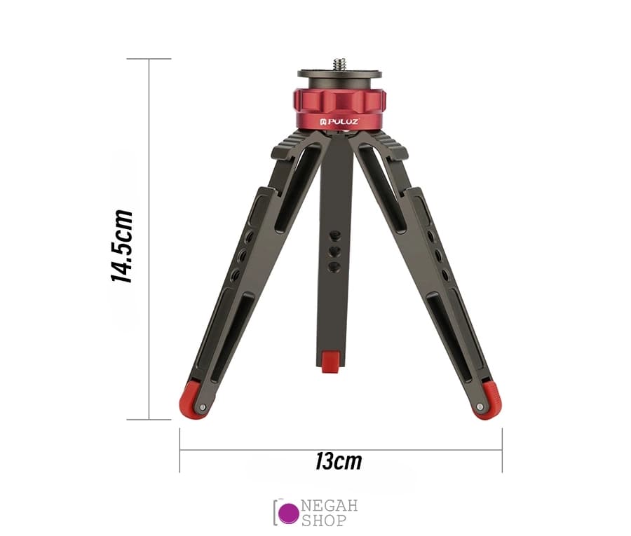سه پایه رومیزی مدل Puluz PU3070GT با کفشک سرد مناسب دوربین DSLR و تولید محتوا — تصویر ۶