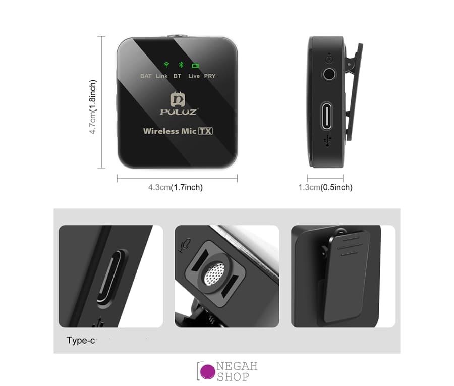 میکروفون بی سیم پلوز مدل Puluz PU647B Lightning — تصویر ۲