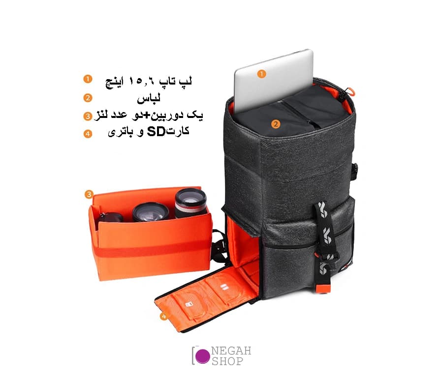 کیف کوله پشتی دوربین K&F 13.096V1 — تصویر ۲
