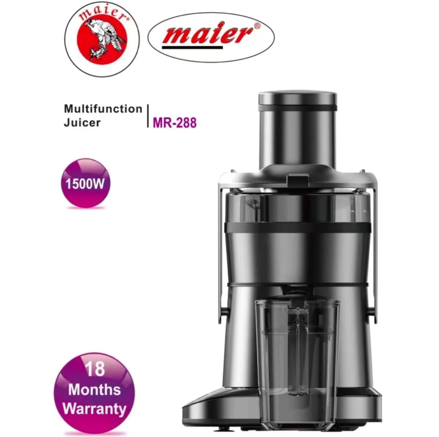 آبمیوه‌گیری 1500 وات مایر مدل MR-288 — تصویر ۵
