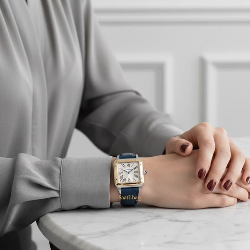 ساعت زنانه کارتیه سانتوس دومونت کوارتز CARTIER SANTOS-DUMONT CL033 — تصویر ۲