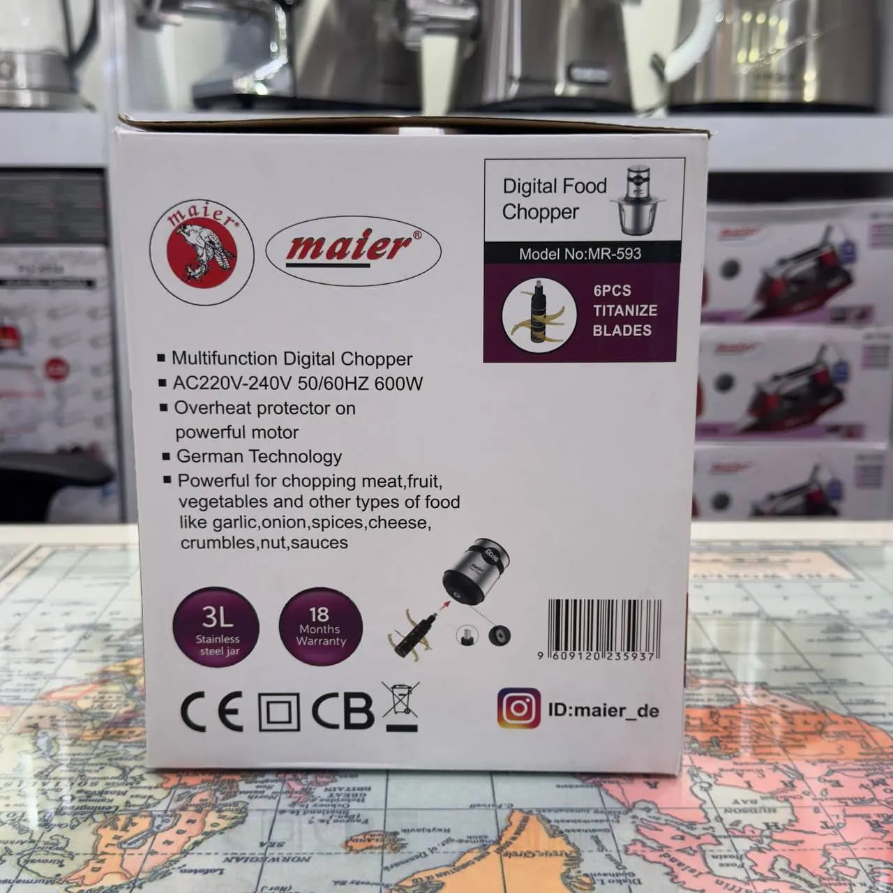 خردکن کاسه استیل دیجیتالی مایر مدل MR-593 — تصویر ۴