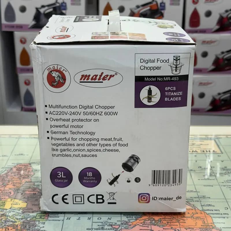 خردکن کاسه شیشه ای دیجیتالی مایر مدل MR-493 — تصویر ۷