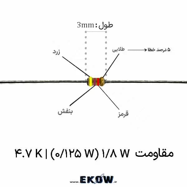 مقاومت 1/8 وات 2.7 کیلو اهم ( 1/8W 2.7K ) پک 5000 عددی — تصویر ۲