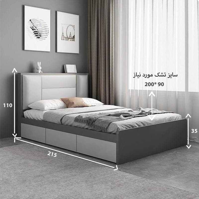 تخت خواب یک نفره مدل new4090 سایز 90200 سانتی متر مبلمان فرنا مدل 1144655 — تصویر ۲
