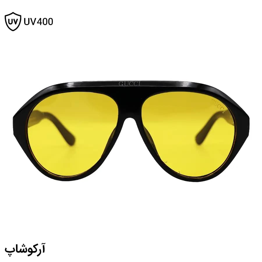 عینک دید در شب ترند GUCCI با فریم شکل خلبانی، رنگ مشکی و لنز زرد رنگ مدل ZN3607 — تصویر ۳
