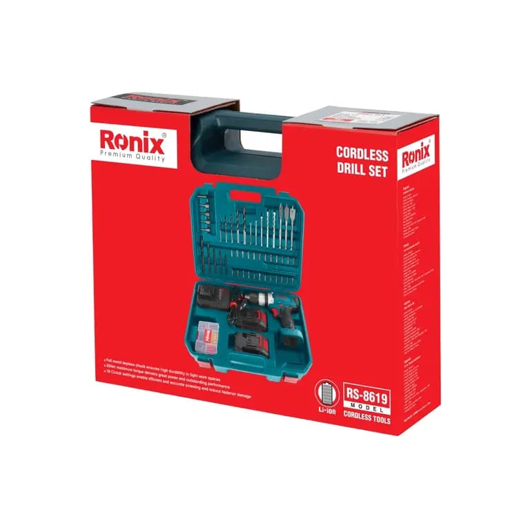 ست 53 پارچه دریل شارژی 20 ولت رونیکس مدل RS-8619 — تصویر ۵