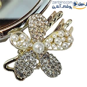 گیره ی مو کوچک فلزی طلایی طرح گل