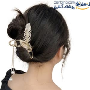 کلیپس مو فلزی آویز دار طرح برگ