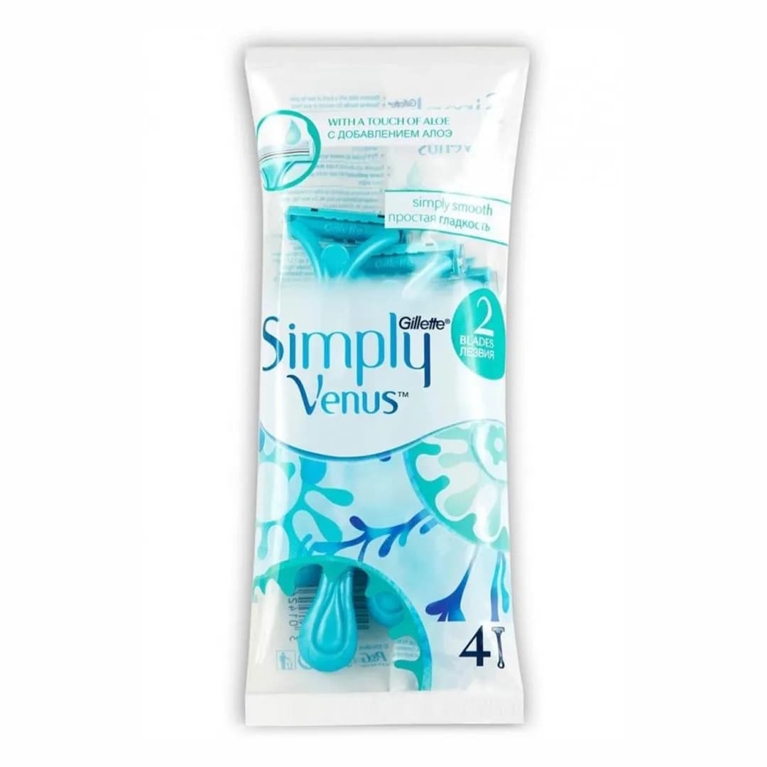 تیغ اصلاح 2 لبه ژیلت Simply Venus بسته 4 عددی