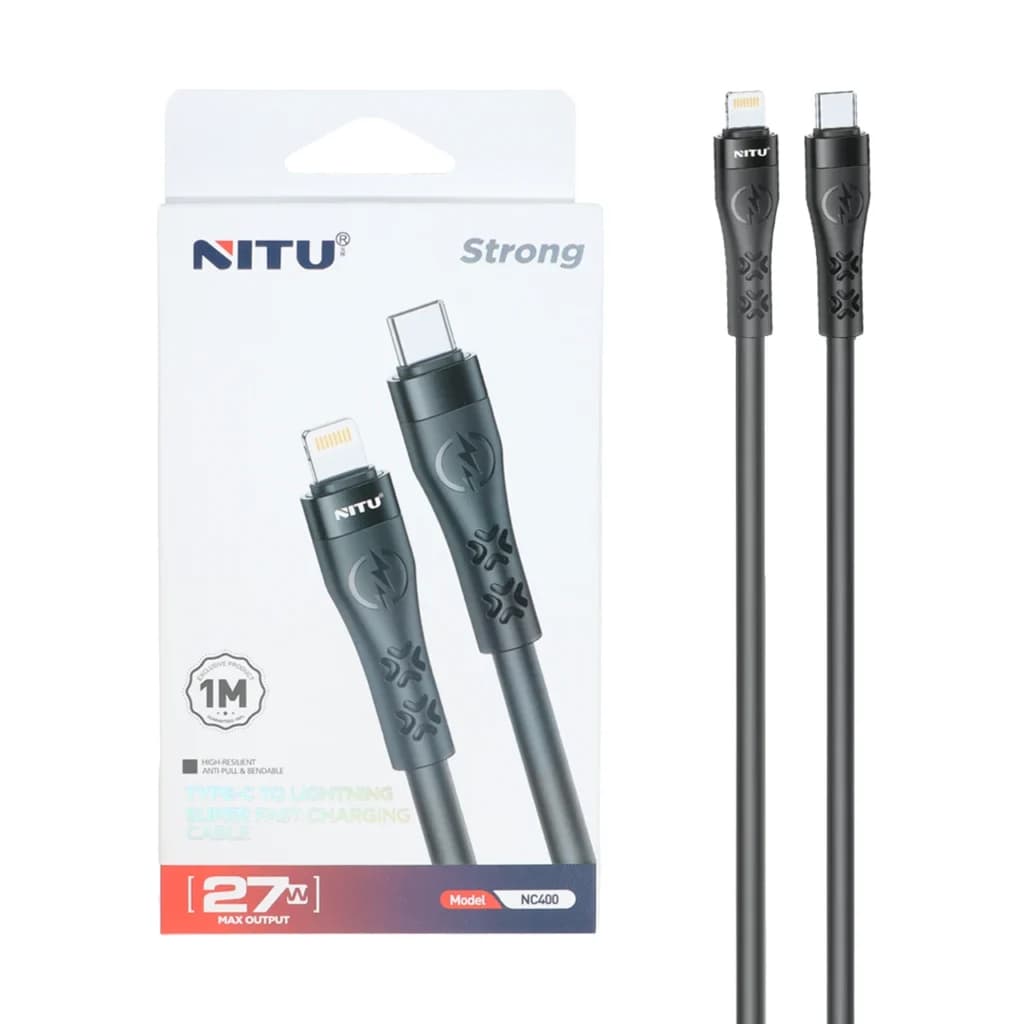 کابل شارژ فست Nitu Type-C To Lightning مدل NC400 27W – مشکی (گارانتی 6 ماهه تعویض نیکان همراه) — تصویر ۲