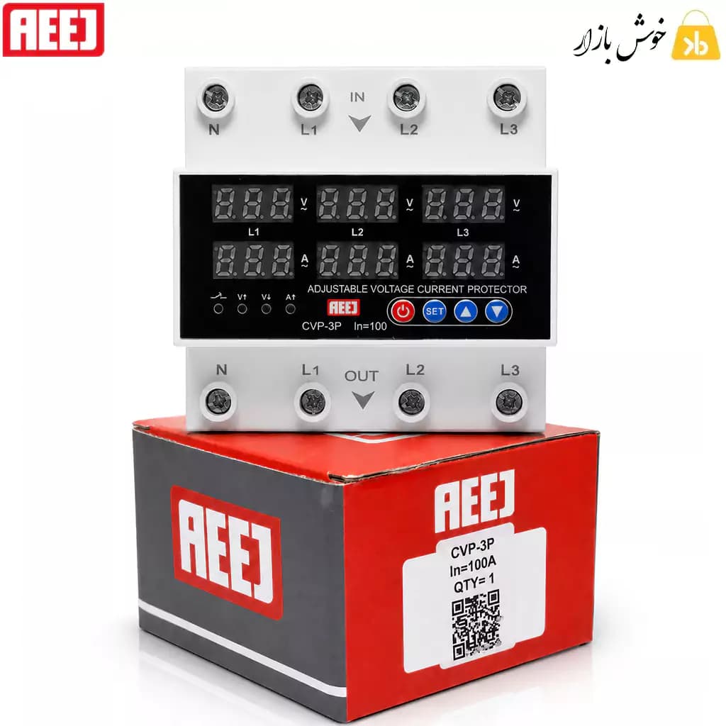 محافظ ولتاژ و جریان سه‌فاز صنعتی آییژ (AEEJ) مدل 100 آمپر CVP-3P — تصویر ۲