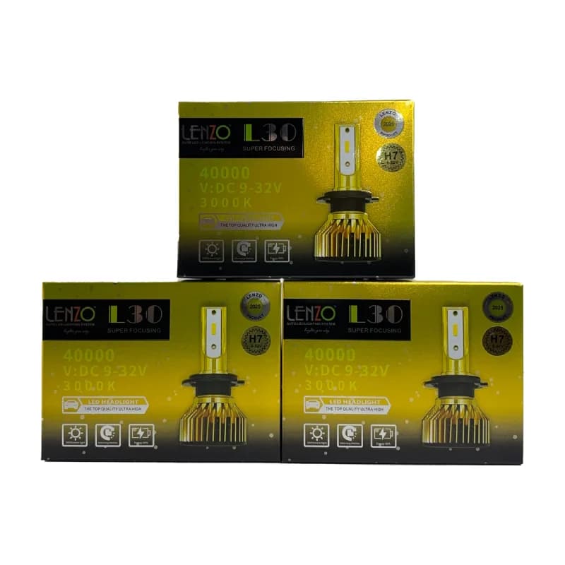 هدلایت LENZO مدل F30 زرد پایه H7 — تصویر ۲