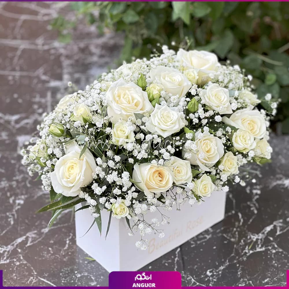 باکس گل رز سپیدی عشق — تصویر ۲