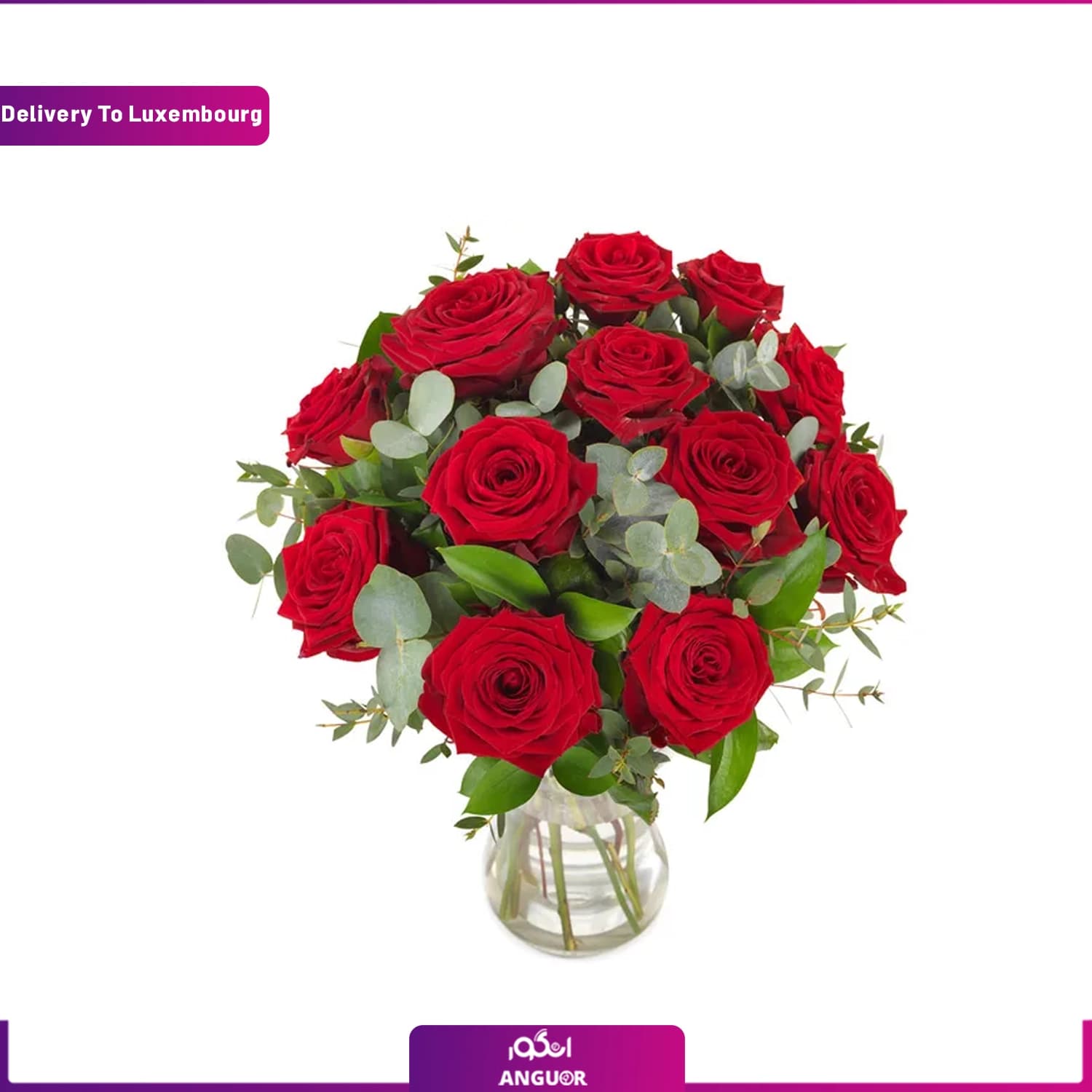 دسته گل رز 12 شاخه (تحویل گل در لوکزامبورگ)