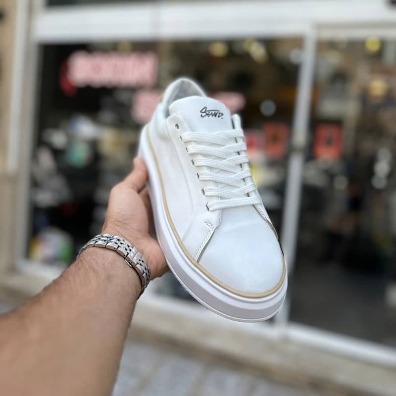 کتونی کژوال سفید کرم کد 5756 — تصویر ۳