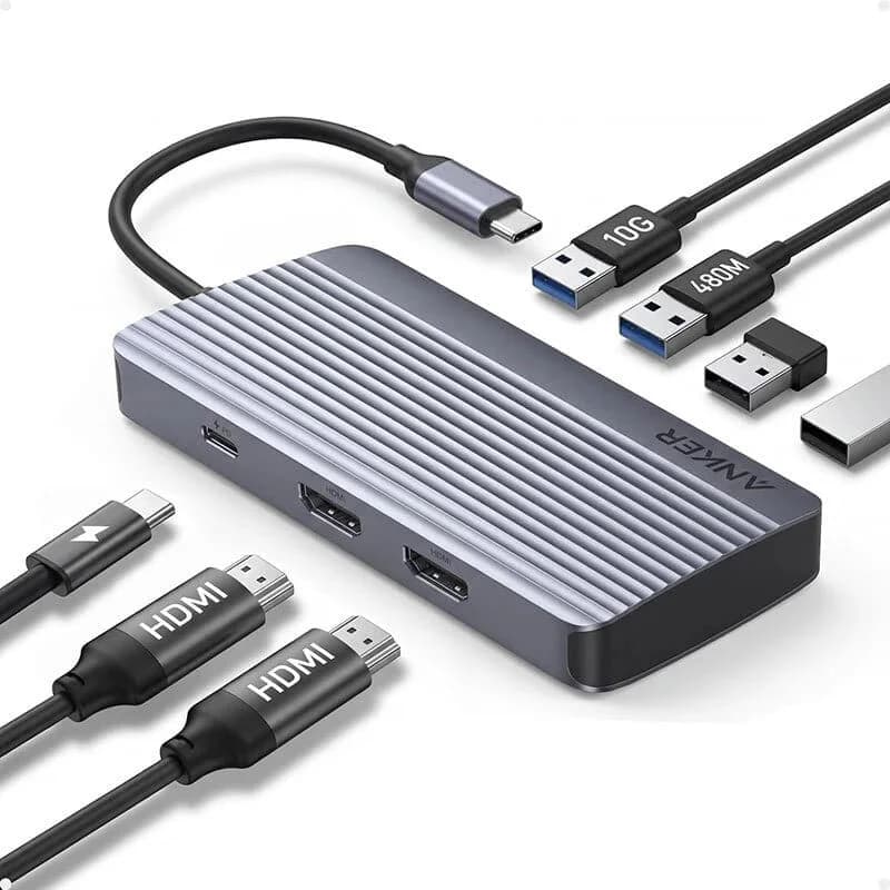هاب USB-C هفت کاره انکر Anker 7-in-1 Dual Display مدل A8374