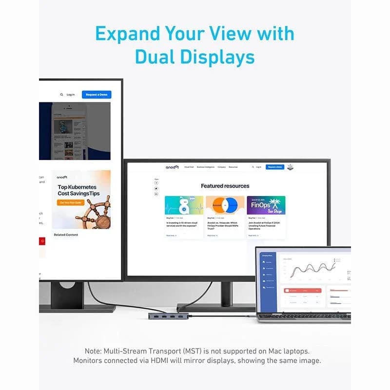 هاب USB-C هفت کاره انکر Anker 7-in-1 Dual Display مدل A8374 — تصویر ۸