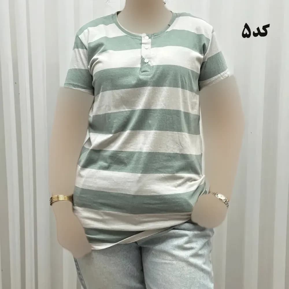 تیشرت زنانه نخ پنبه H&M جلودکمه چهارفصل — تصویر ۷
