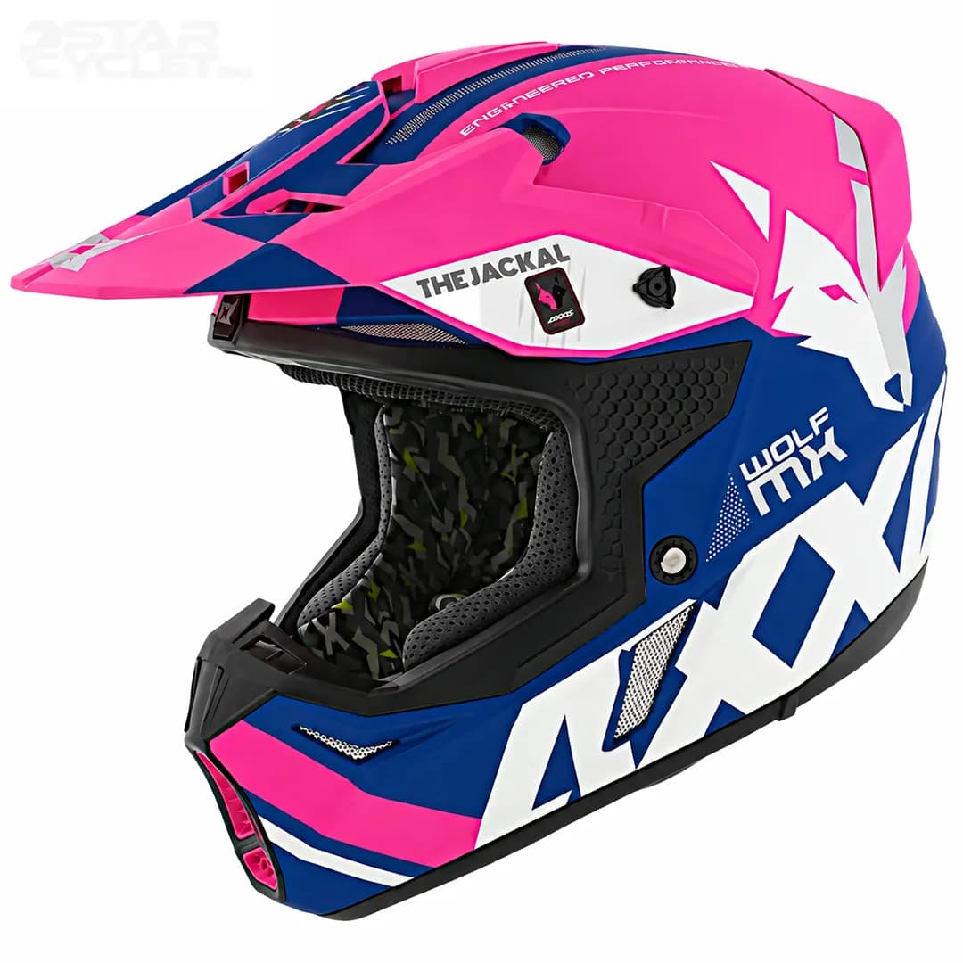 کلاه کاسکت کراسی اکسیس مدل C18 Wolf Jackal Fox Pink Blue White