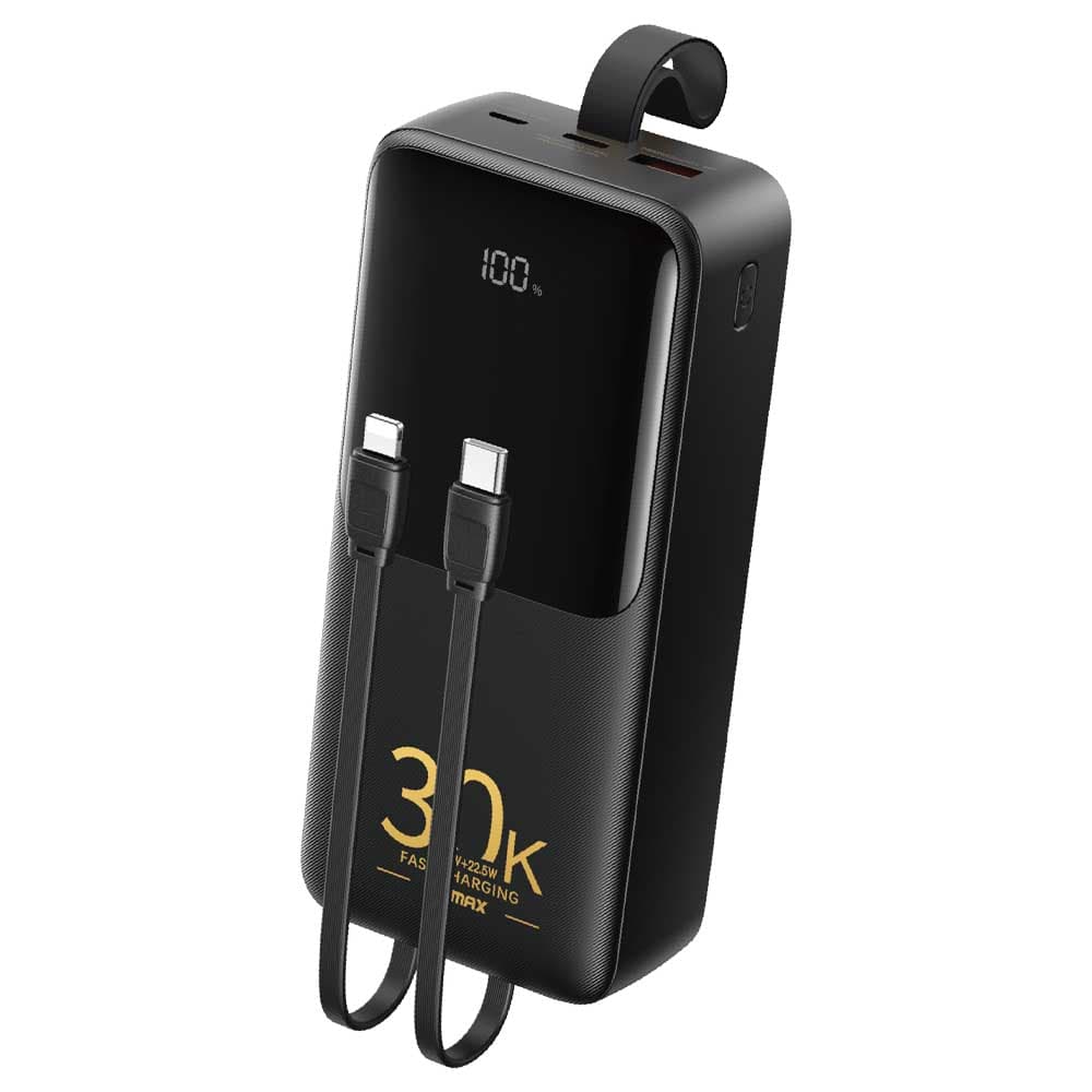 پاوربانک ۳۰۰۰۰ میلی‌آمپر ریمکس مدل RPP-440 به همراه کابل USB-C و لایتنینگ