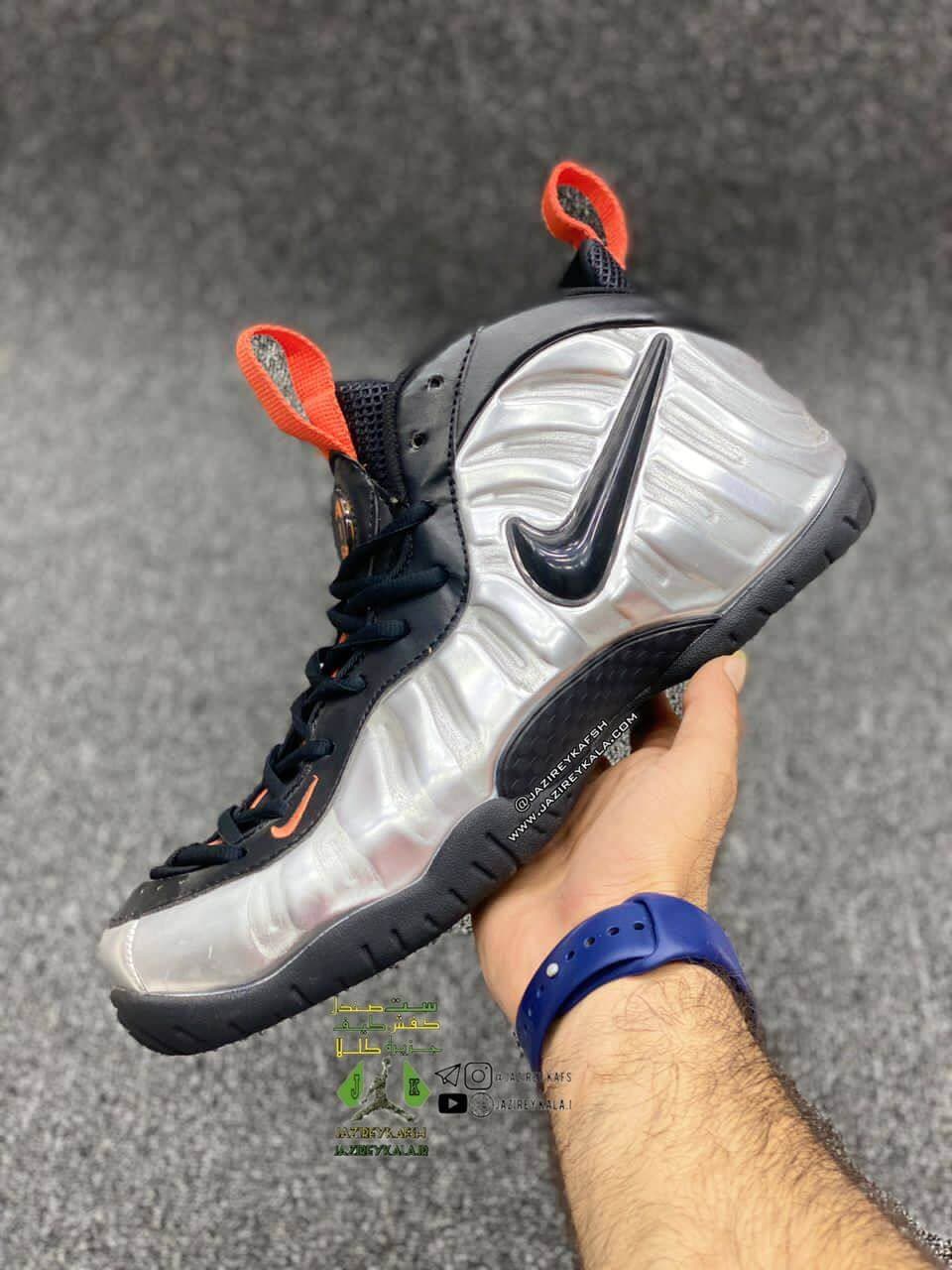 کتونی نایک ایر فومپوزیت وان مشکی Nike Air Foamposite one نقره ای