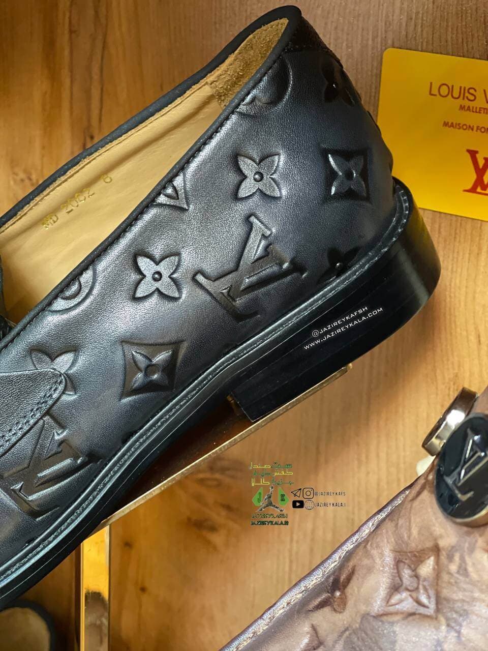کفش کالج لویی ویتون کلاسیک مردانه louisvuitton در دو رنگ مشکی و قهوه ای — تصویر ۳