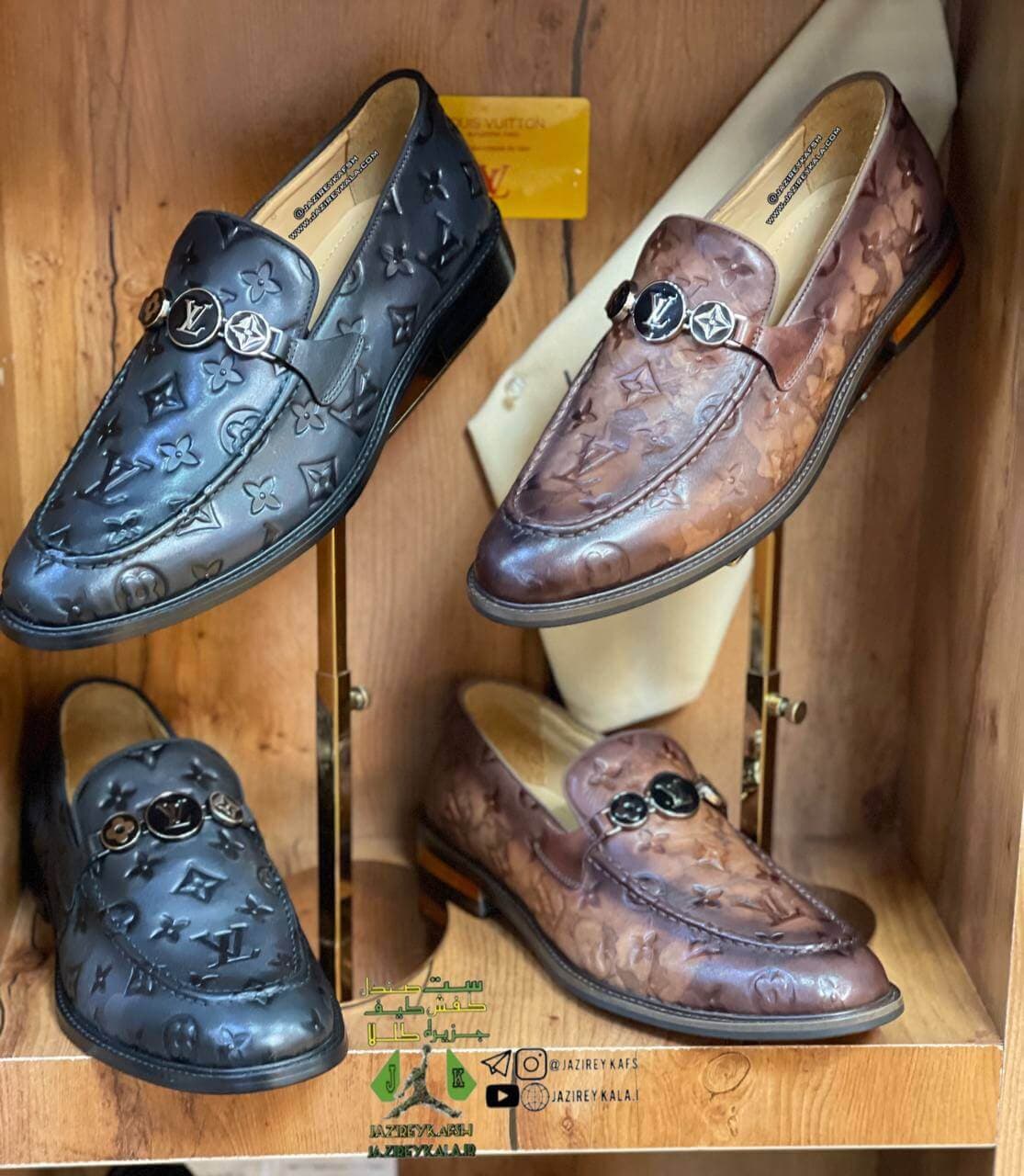 کفش کالج لویی ویتون کلاسیک مردانه louisvuitton در دو رنگ مشکی و قهوه ای