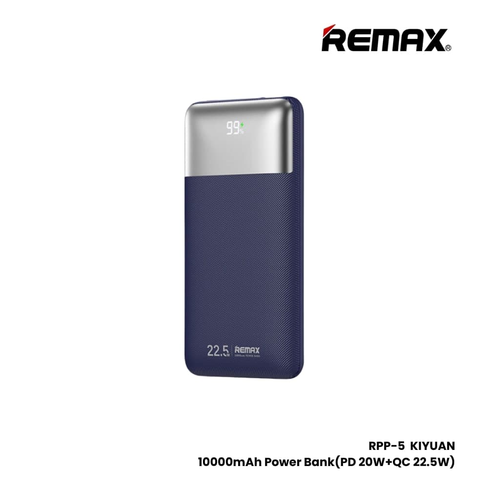 پاوربانک فست شارژ ریمکس مدل RPP-5 PD 20W+QC 22.5W ظرفیت 10000 میلی آمپر