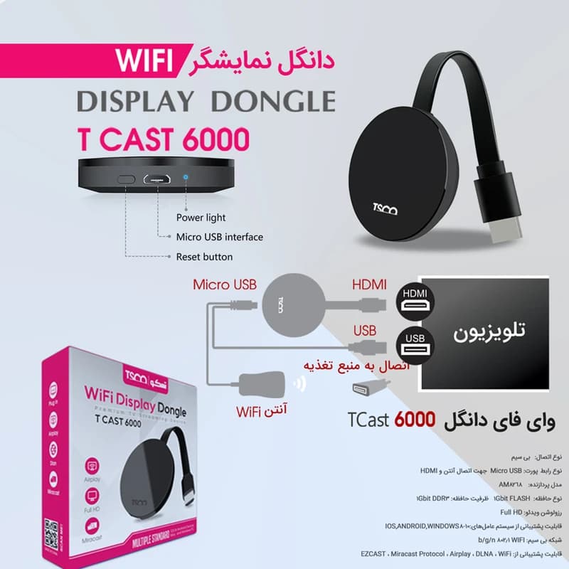 دانگل HDMI تسکو مدل T-Cast 6000 کد m20198 — تصویر ۵