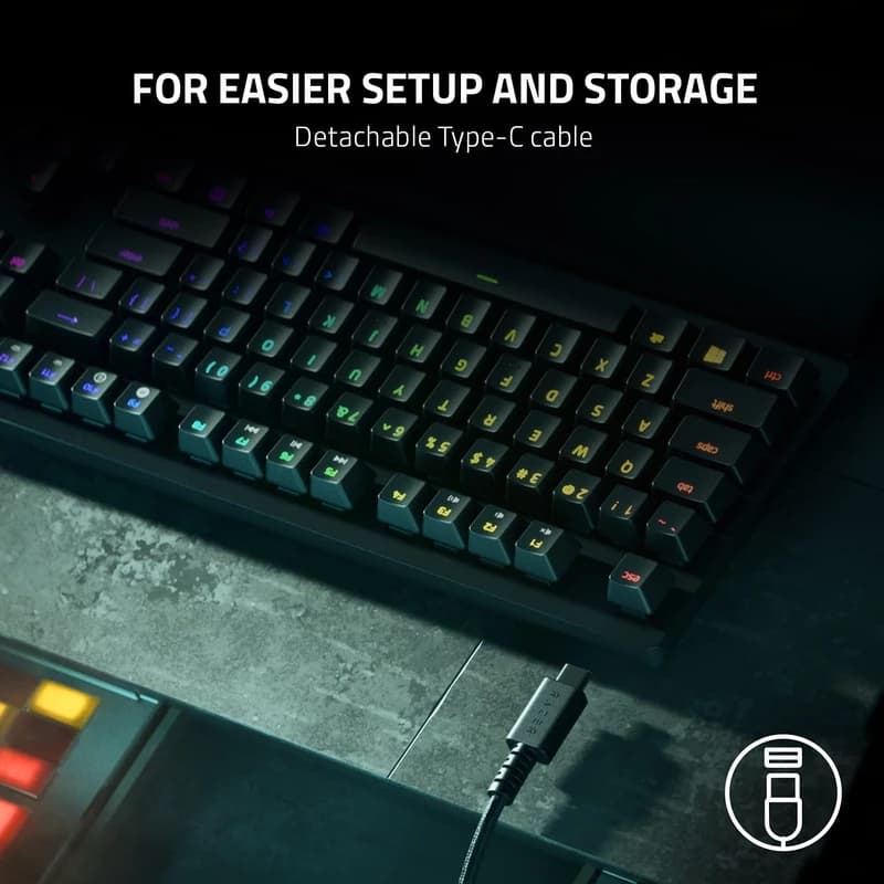 کیبورد مخصوص بازی ریزر مدل (Purple)Razer Huntsman V2 Tenkeyless – Clicky Optical Switch — تصویر ۲