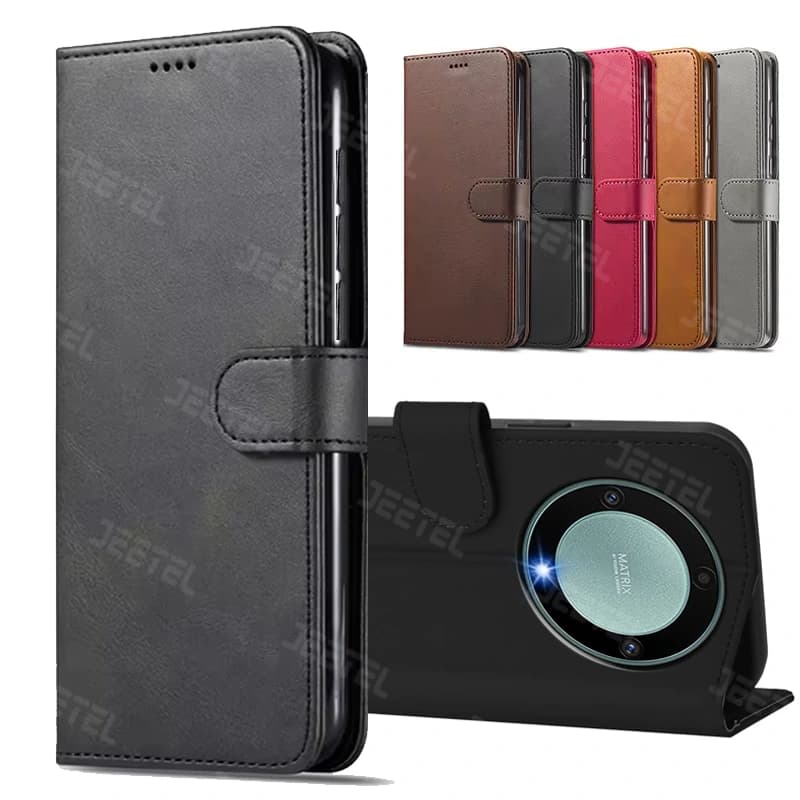 کیف چرمی Honor X9A مدل لپ تاپی جاکارتی دار (محافظ لنزدار)