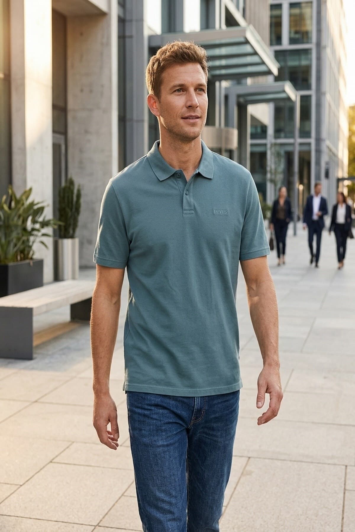 پولوشرت لیوایز مردانه پنبه ای آبی بیسیک راسته Regular/رگولار بیسیک Daily/روزانه | Levi’s A6735-0024 TR — تصویر ۴