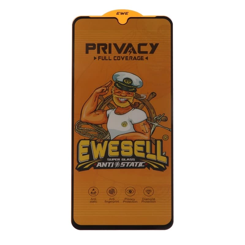 گلس گوشی شیائومی شیشه ای پرایوسی Ewesell آنتی استاتیک Full Cover Anti Static Privacy اورجینال برای Redmi 14C / Redmi A5 / Redmi A4 / Redmi A3 Pro / Poco C75 کد 128164