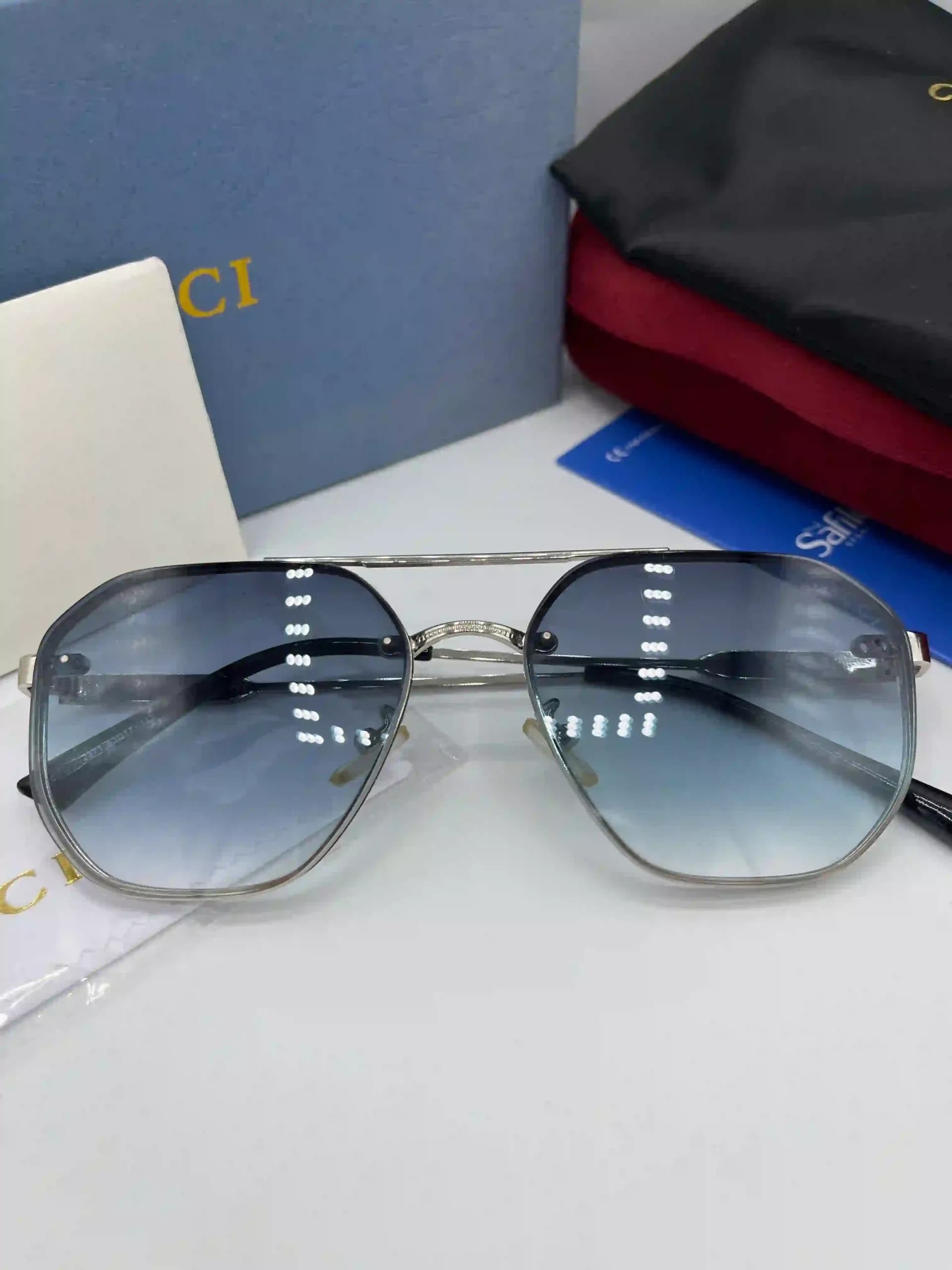 عینک آفتابی گوچی (Gucci) دابل بریج ریم‌لس با لنز گرادیانت — تصویر ۵