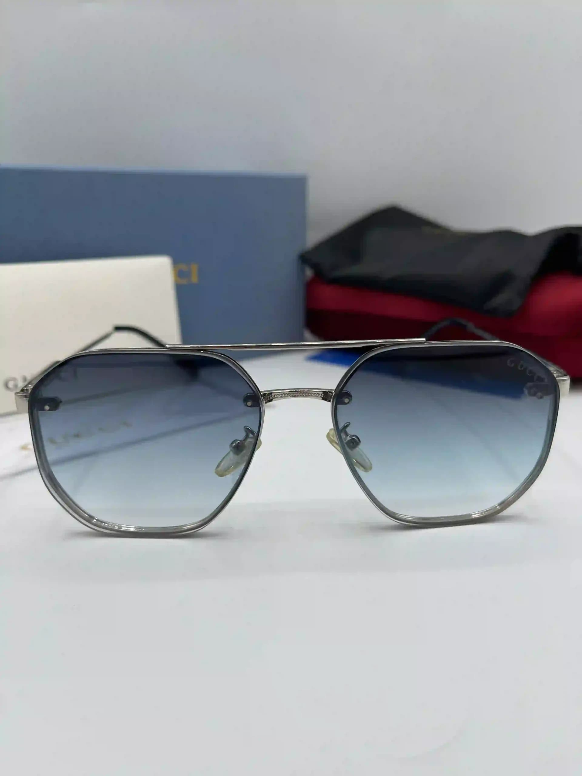 عینک آفتابی گوچی (Gucci) دابل بریج ریم‌لس با لنز گرادیانت — تصویر ۳