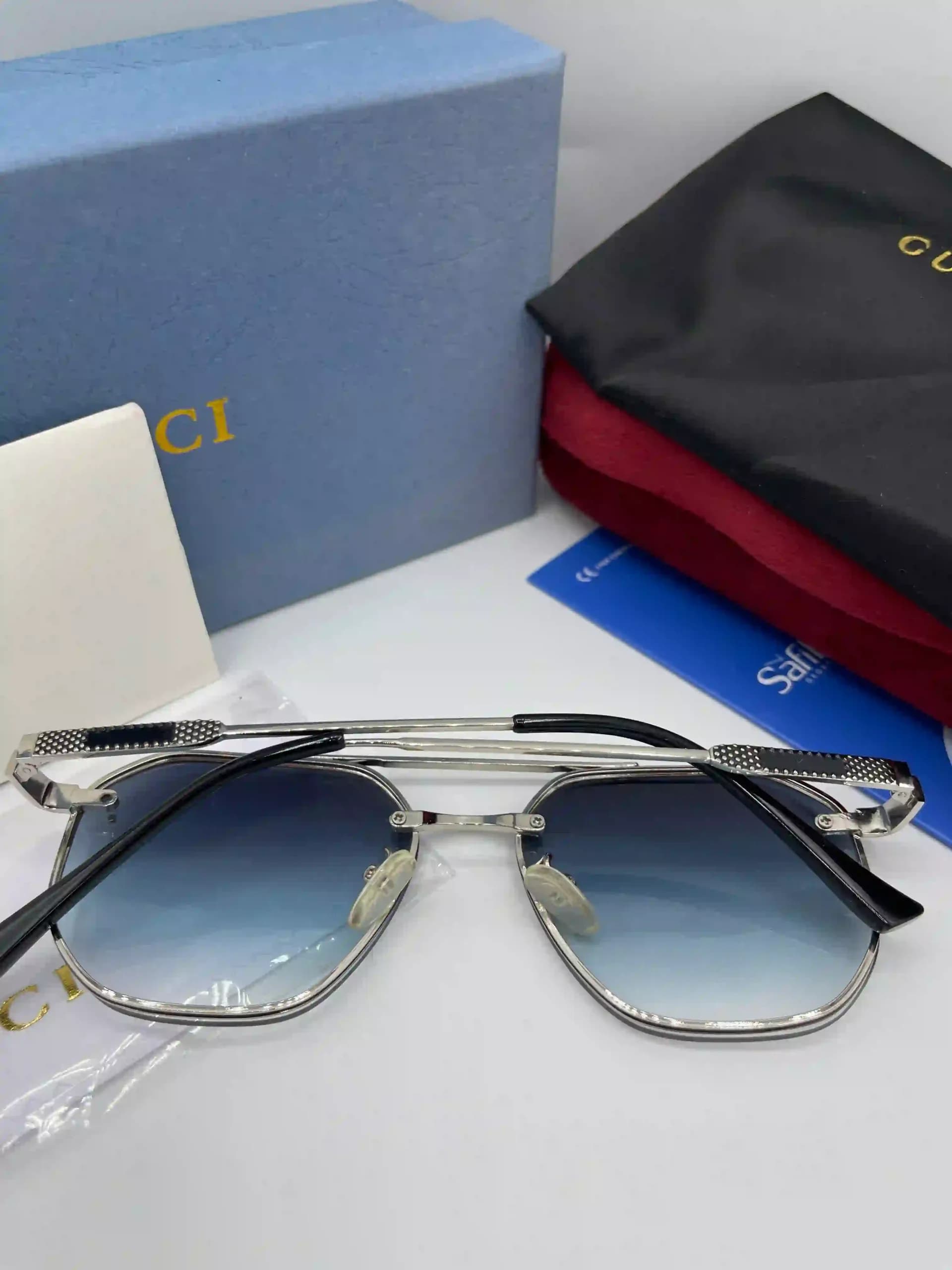 عینک آفتابی گوچی (Gucci) دابل بریج ریم‌لس با لنز گرادیانت — تصویر ۶