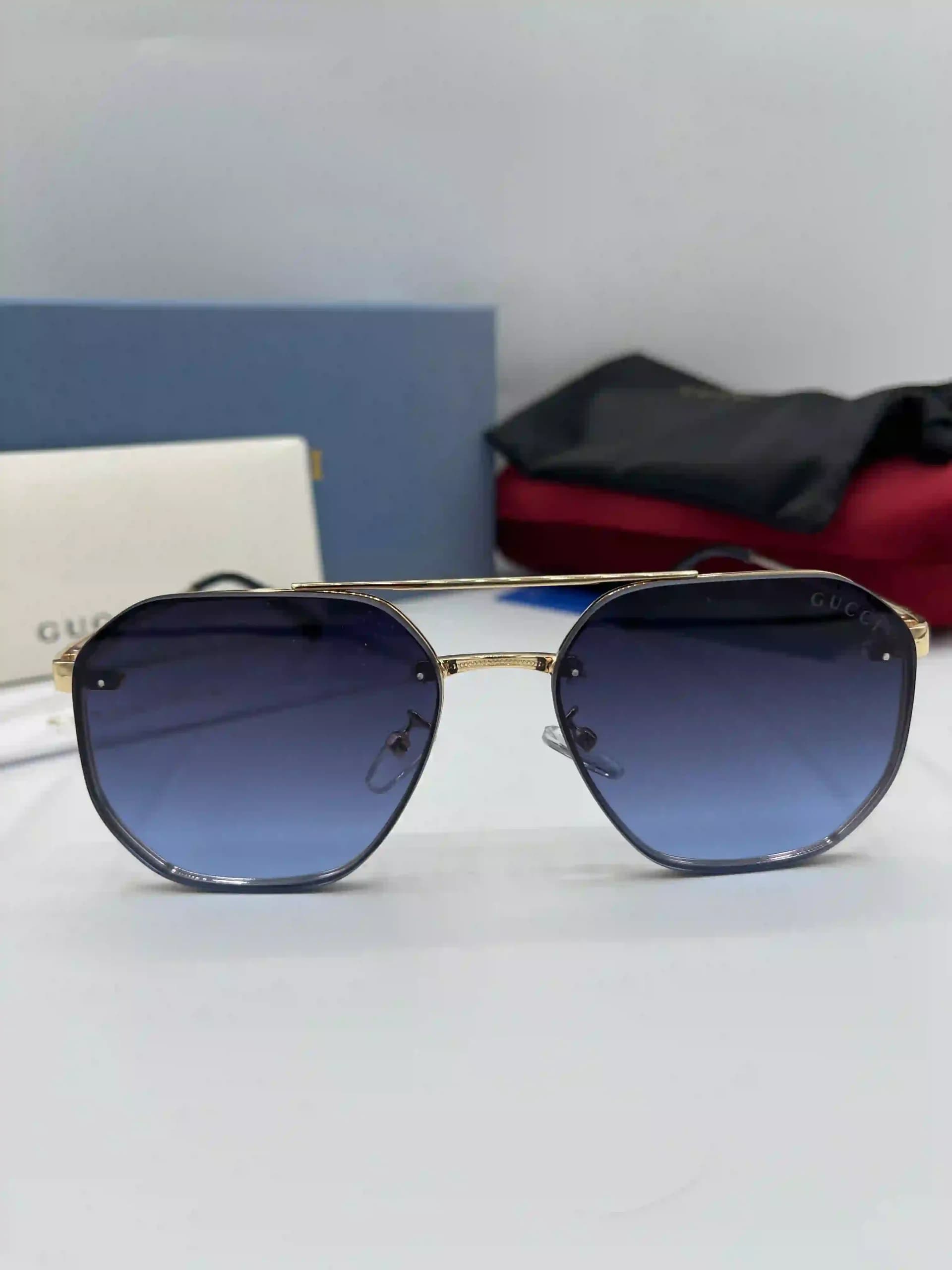 عینک آفتابی گوچی (Gucci) دابل بریج ریم‌لس با لنز گرادیانت — تصویر ۸